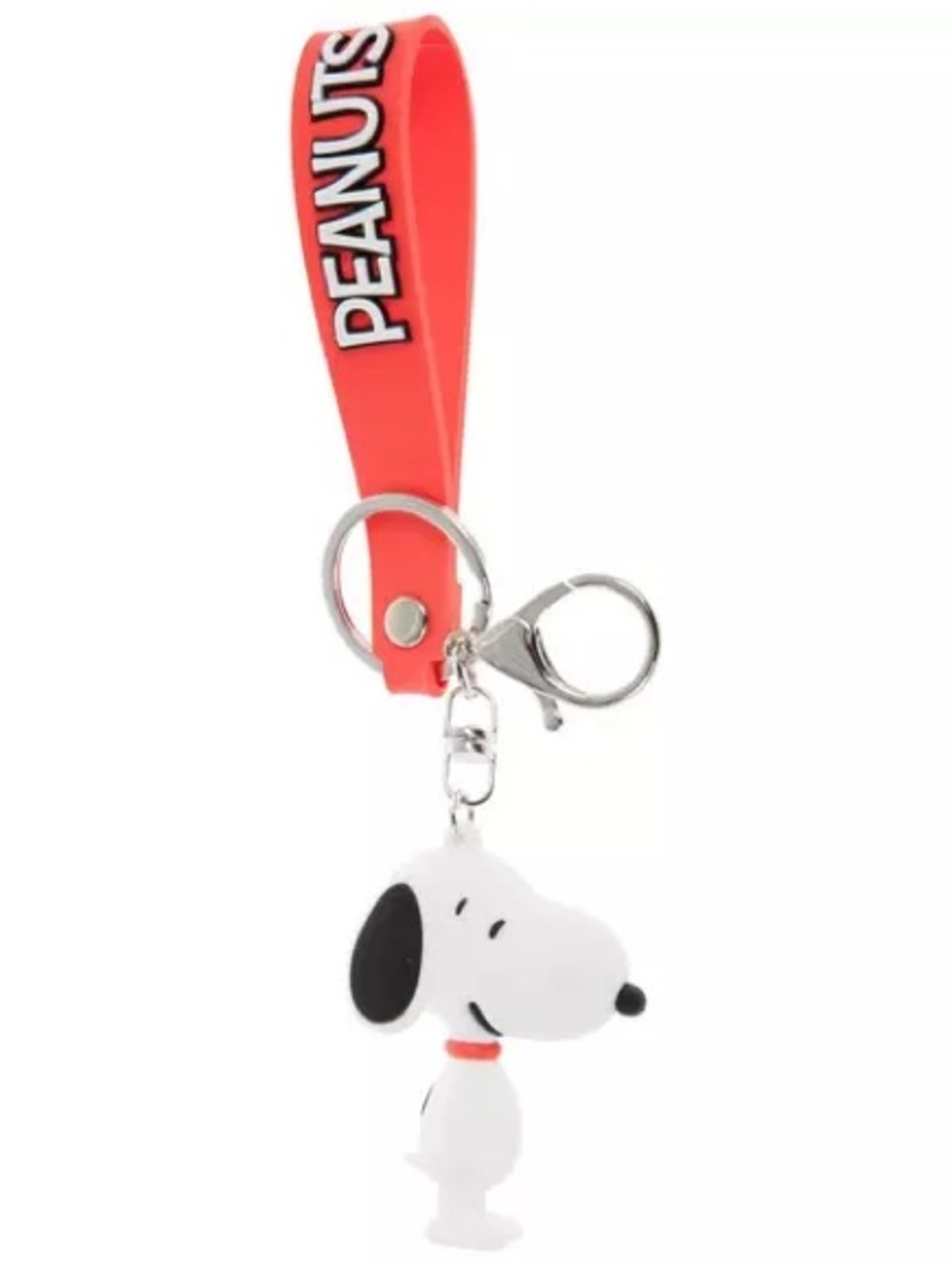 New Peanuts Snoopy Dog Keychain with Red Strap